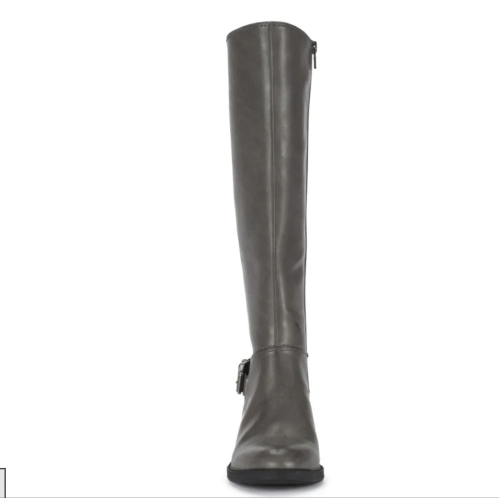 Baretrap Womens Sasson Tall Shaft Riding Boot Size 8.5 Faux Leather Gray Comfort